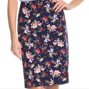 Philosophy Navy and Red Floral Pencil Skirt